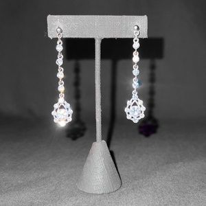 Clear Line Earrings with Bottom Droplet